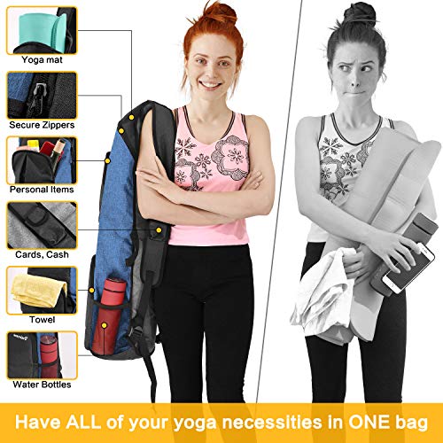 Warrior2-Yoga-Mat-Bag-Carrier-Yoga-Backpack-Fits-12-Inch-Thick-Mat-Large-Pockets-Water-Bottle-Holders-Full-Zip-Yoga-Mat-Carry-Bag-for-Women-Men-Yoga-Gym-Pilates