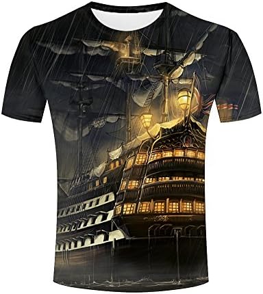 Jiacool Creative 3D T Shirt Old Sail Boat Printed Graphic Casual Men Tees Top Short Sleeve XL