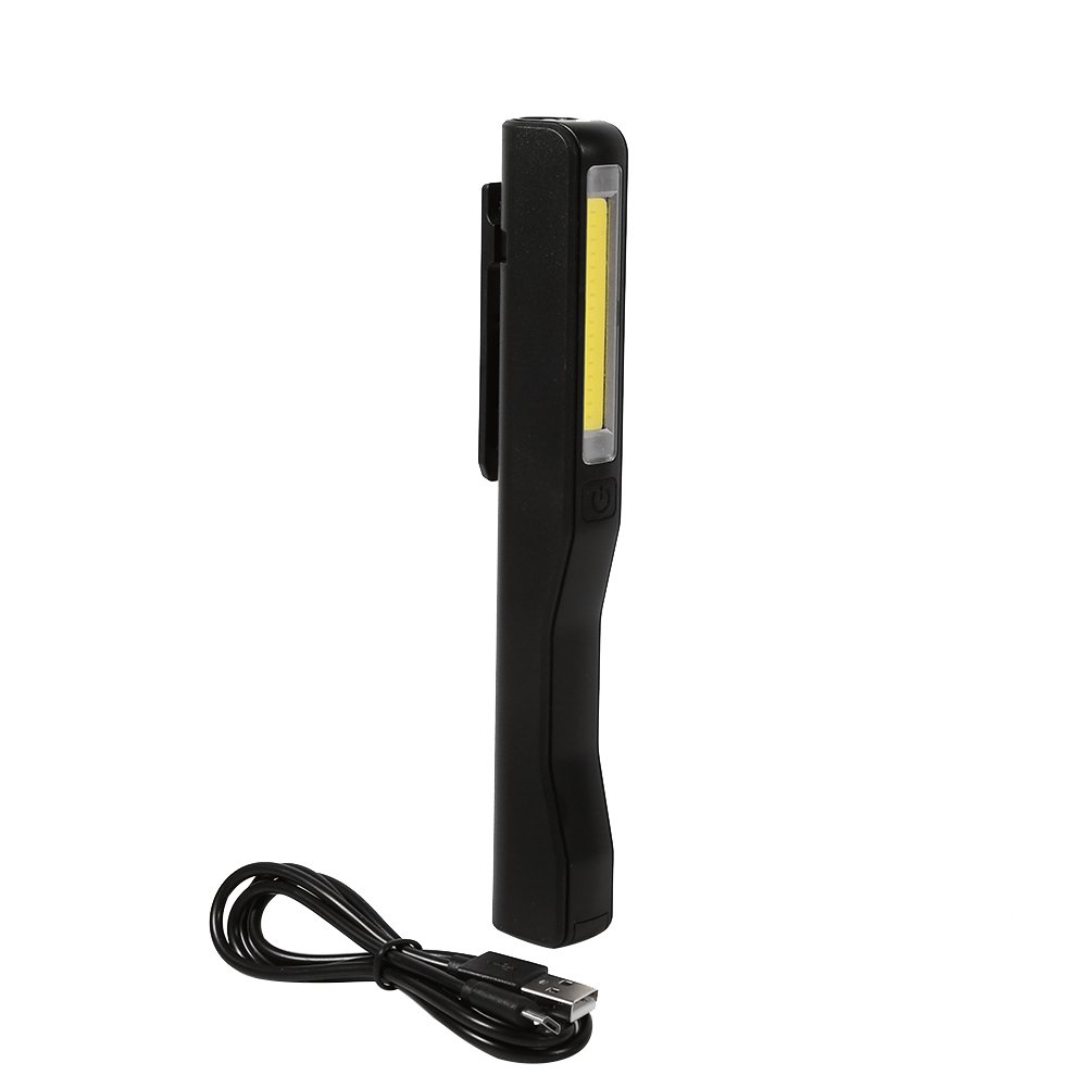 Tnfeeon 1Pc Portable Led Hand Torch USB Rechargeable Magnet Clip Work Light Inspection Lamp(black)