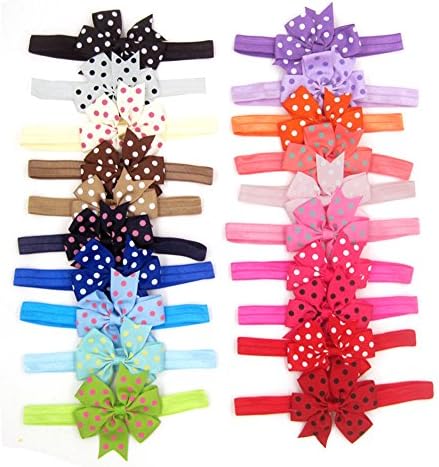 20pcs/lot Baby Headband Girl Toddler Hair Flower Bow Polka Dots Headwear Kids Hair Accessories