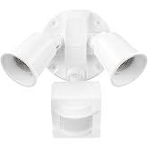 Globe Electric 17000269 110-Degree 240 W Twin Head White Hardwired Motion Sensor Security Flood Light, Spotlight, Outdoor, Outside House Lights