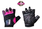 Womens Weightlifting Gloves in Black or Pink plus *FREE* Padded Figure 8 Lifting Straps for Powerlifting and Heavier Weight plus *FREE* Fox Fierce Fitness Workout for Women Ebook