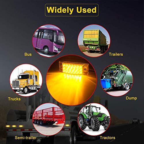 image for EXERAUO Led Amber Rectangular Side Marker Light 20LED Surface Mount Tr