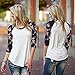 MIXMAX Women Contrast Color Floral Print 3/4 Sleeve Raglan T Shirt Tops (Large)