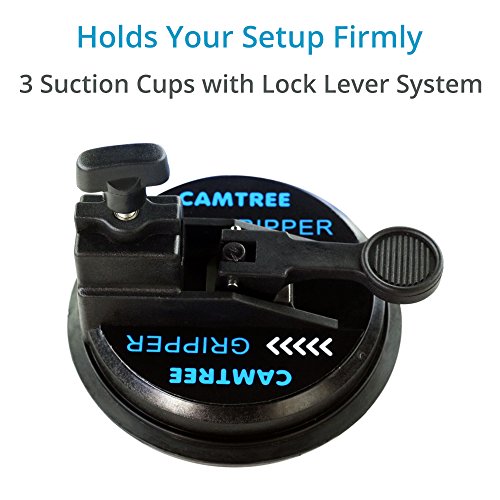 CAMTREE G-51 Professional Gripper Campod Car Mount Stabilizer - Black Triple Vacuum Suction Cup for DSLR Video Camera up to 20kg/44lbs | Free Safety Cable & Protective Bag