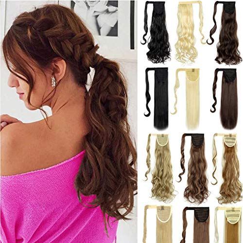 Wavy Curly Ponytail Extension Wrap Around Long Straight Pony Tail Hair Synthetic Hairpiece