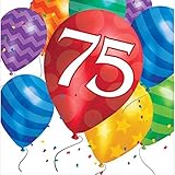 Creative Converting 75th Birthday Balloon Blast Lunch Napkins, Multicolor (48 Count)