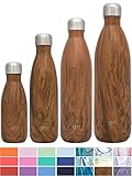 Simple Modern 9 oz Wave Water Bottle - Stainless Steel Kids Flask - Double Wall Vacuum Insulated - Leakproof Thermos Pattern: Wood Grain