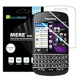 GreatShield (3 Pack) MERE Mark II Ultra Clear (HD) Hard Coating Screen Protector Film [Anti-Fingerprint | 3H Hardness] with Microfiber Cloth for BlackBerry Q10