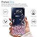 LeYi for Galaxy S6 Edge Case with 3D Pet HD Screen Protector [2 Pack] for Girls Women,Glitter Bling Sparkle Moving Quicksand Liquid Clear TPU Protective Phone Case for Galaxy S6 Edge Rose Gold