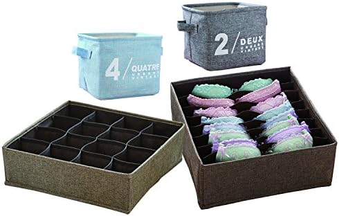Bra And Underwear Storage Organizer, Foldable Closet Dresser Drawer Divider Cube Basket Bins For Panty, Undergarments, Scarves, Socks, Tights, Lingerie, Leggings, Scarves, Neck Ties Or Accessories