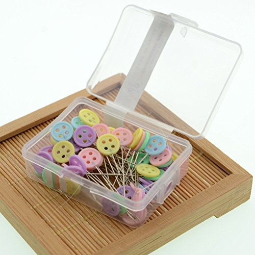 ULTNICE 200pcs Straight Head Pins Flat Button Head Pins for DIY Quilting Sewing Crafts