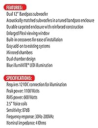 Receptor 3 desmontable para iPod, 12 pulgadas Sub (par), 12 pulgadas, Negro