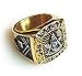 Mason Zone Masonic Rings for Men - Gold Tone Past Master Freemason Ring - Stainless Steel with Silver Color Top with Mason Symbols (Size 12)