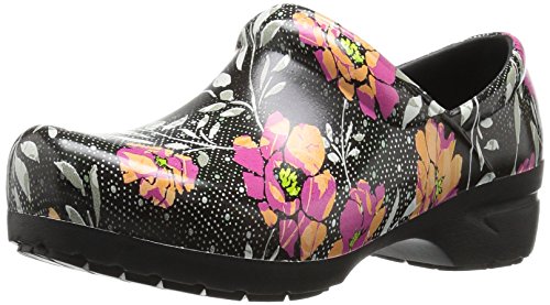 AnyWear Women's Srangel Health Care and Food Service Shoe, Black/Pink/Orange, 8 M US