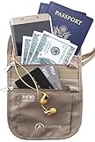 Inspiring Adventures RFID Water Resistant Neck Wallet Travel Pouch