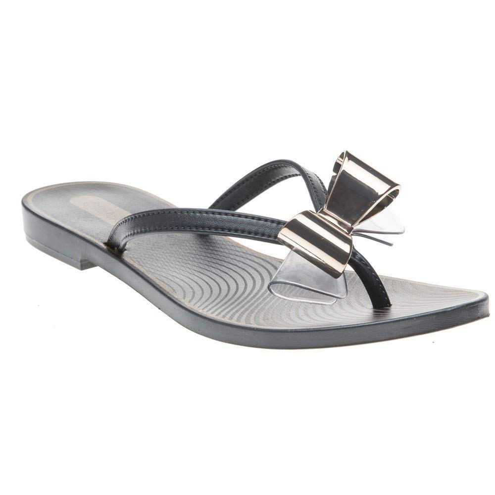 bow sandals black