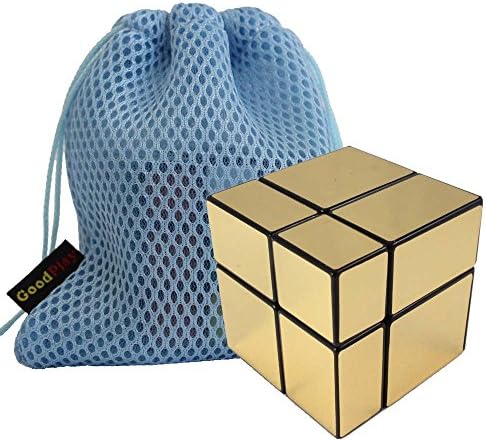 GoodPlay Fangge Mir-two 2x2x2 Irregular Golden Mirror Block Twisted Intelligence Smooth Magic Cube Brain Teaser Puzzle Toys with One Customized Cube Bag