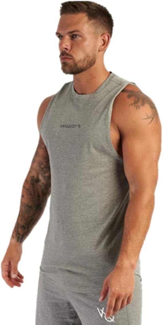 Amazon Co Jp Vanquish Fitness Banquish Fitness Tank Top Vanqush Core Men S Grey Sleeveless T Shirt International Sizes Clothing Accessories