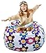 Lukeight Stuffed Animal Storage Bean Bag Chair for Kids, Zipper Storage Bean Bag for Organizing Stuffed Animals, Flower Bean Bag Chair Cover, (No Beans) X-Large