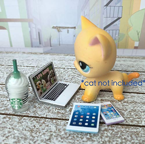 LPS Littlest Pet Shop 4 Accessories Lot Frappuccino Laptop Phone Tablet