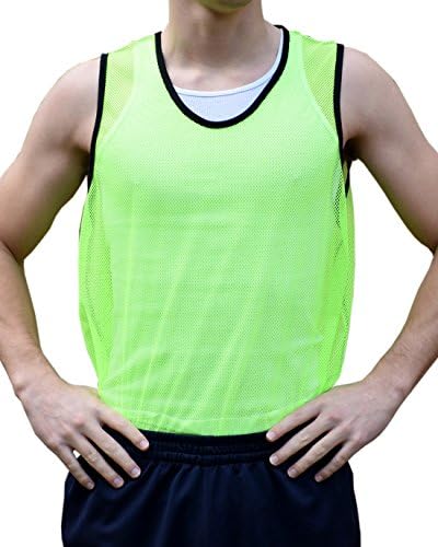 Moisture Wicking High Quality Soccer Practice Scrimmage Training Pinny Bib for Men and Women (Green, Adult Large)