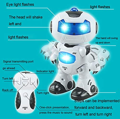 Insaneness Xmas Children Toys RC Music & Light Remote Control Robot Toy Intelligent Walking Space Robot Toy (White) - Thumbnail 5