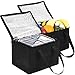 NZ home Insulated Cooler Bag and Food Warmer (Small, 2 pack) for Food Delivery & Grocery Shopping with Zippered Top, Black