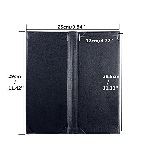 10PCS Leather Book Style Double Fold Panel Menu Cover Menu Holder Black - 11.4" x 5" (L x W) - Thumbnail 2