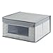 mDesign Medium Fabric Stackable Closet Storage Organizer Box with Front Window/Lid for Bedroom, Office, Mudroom Organization, Hold Clothes, Blankets, Linens, Lido Collection, 2 Pack, Gray