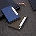 Business Card Holder Business Card Case - JuneLsy 2 Pack Luxury PU Leather and Stainless Steel Card Holder for Men and Women with Magnetic Shut Keep Business Cards Clean (Black/Blue)
