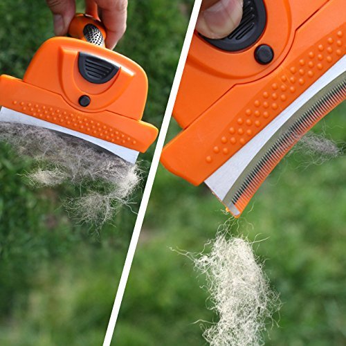 GoPets Deshedding Tool for Dogs and Cats - Self Cleaning Curved Comb Grooming Brush Reduces Shedding 95%