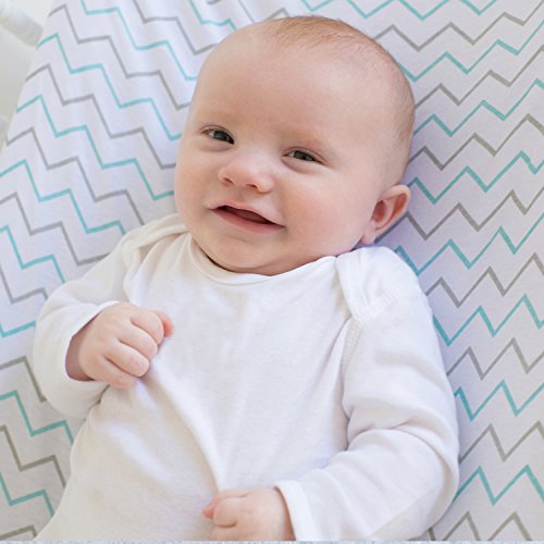 Ziggy Baby Changing Pad Cover, Cradle Bassinet Sheets Fitted Jersey Cotton (2 Pack), Blue/Grey, 2 Pack