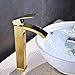 Wovier Shiny Polished Gold Waterfall Bathroom Sink Faucet with Supply Hose,Single Handle Single Hole Vessel Lavatory Faucet,Basin Mixer Tap Tall Body Commercial,French Gold
