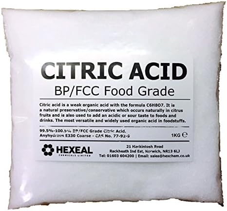 CITRIC ACID | 1KG BAG | 100% Anhydrous | BP/Food Grade | Additive, Bath, Brew by Hexeal Chemicals