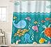 Sunlit Lovely Cartoon Sea Creatures Fabric Shower Curtain for Kids, Whale Turtle and Fish Bathroom Decor Curtain for Girls and Boys