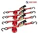 ROCKET STRAPS - Ratchet Tie Downs 4 Pack - 15 Feet - 1500 Pound - Ratchet Straps Ratcheting Hold Downs Motorcycle, ATV, Camping, Lawn Equipment and Truck Use
