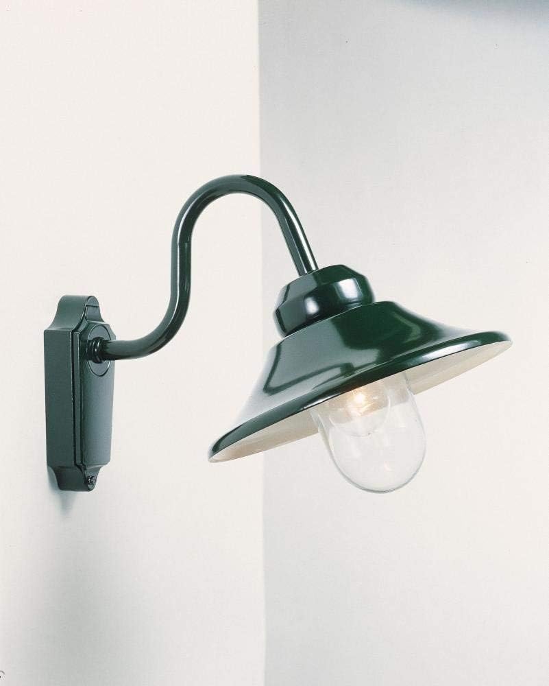 Konstsmide Handmade Outdoor Wall Lights Mains Powered/Vega Down Swan Neck Outdoor Wall Light/1 x 60 W E27 Max Wall Lamp/Clear Glass Globe/Aluminium/IP23/Green - Image 3