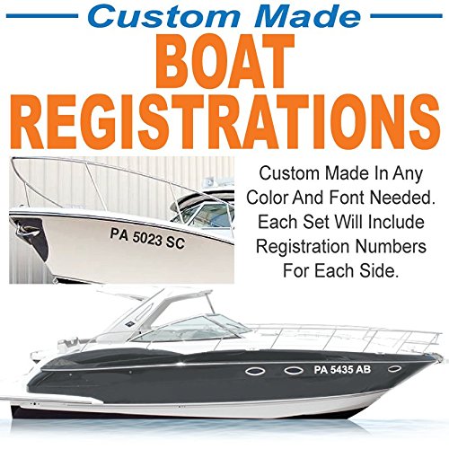 Buy 4"H x 28"W BOAT REGISTRATION NUMBERS. / Sold Per Set. / Customized