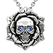 Skull Rose Birthstone Necklace With Crystal 17