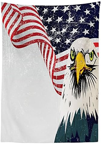 American Flag Decor Tablecloth American Eagle with Grunge Effect 4th of July Usa Country Independence Image Dining Room Kitchen Rectangular Table Cover Multi
