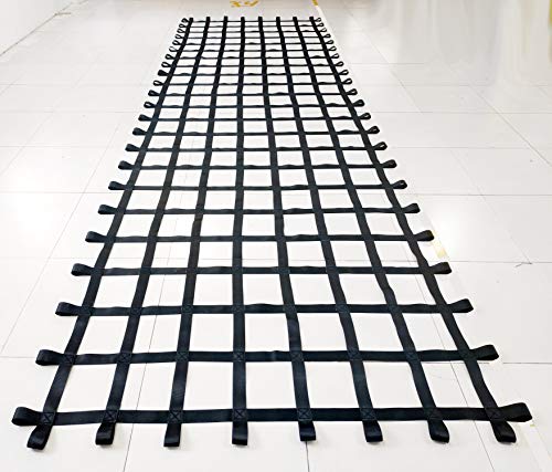 FONG 19 ft X 6 ft Climbing Cargo Net Black - Outdoor Cargo Webbing Net - Military Climbing Cargo Nets(19)