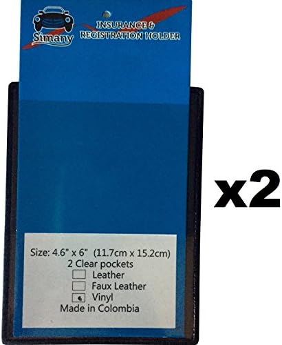 2 Black Vinyl 2-Pocket FLAT AUTO CAR TRUCK INSURANCE REGISTRATION CARD ID WALLET HOLDER CASE