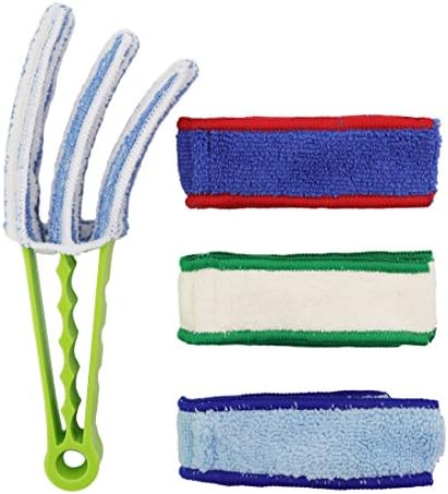 Window Blinds Cleaner Duster Brush - 5 Microfiber Sleeves Blinds Cleaner Tools for Window Blinds Air Conditioner Jalousie Duster(Green)