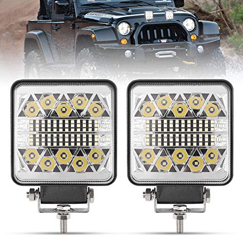 4 Inch LED Work Lights – 2Pcs 15000LM LED Pods – CREE LED Spot Flood Combo Beam Light Bar – Driving Light for Truck ATV UTV SUV Boat Tractor.
