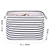 DOKEHOM 15-Inches Large Storage Basket (Available 15 and 17 Inches Width), Drawstring Square Cotton Linen Collapsible Toy Basket (Blue Strips, M)
