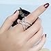 SHINCO Double Cross CZ Paved 18k White Gold Plated Trendy Party Rings Wide Band for Women Girls, Size 8