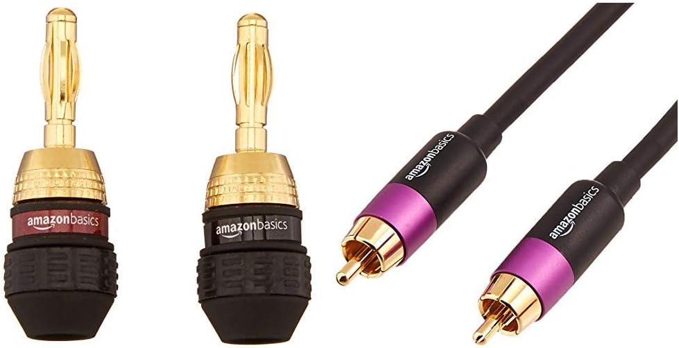 Amazon Basics Banana Plugs, 6 pairs & Subwoofer Cable 2.44 meters