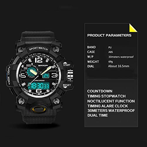 WISHFAN Men’s Military Watch, DualDisplay Waterproof Sports Digital