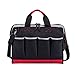 16-inch Tool Bag with 25 Pockets, Wide Mouth Tool Storage Bag with Adjustable Shoulder Strap and Extra Bottom Base, Great for Electrician, Engineers, Plumber, Mechanic and Cable Repairman